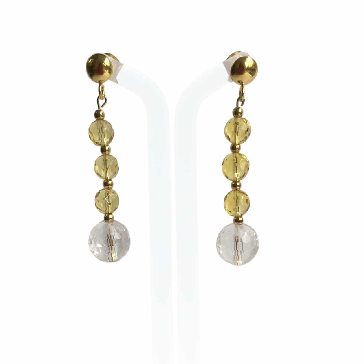 Earrings with citrine; quartz; gold-filled; plated silver in 18K gold, handmade.  Exclusive piece.
