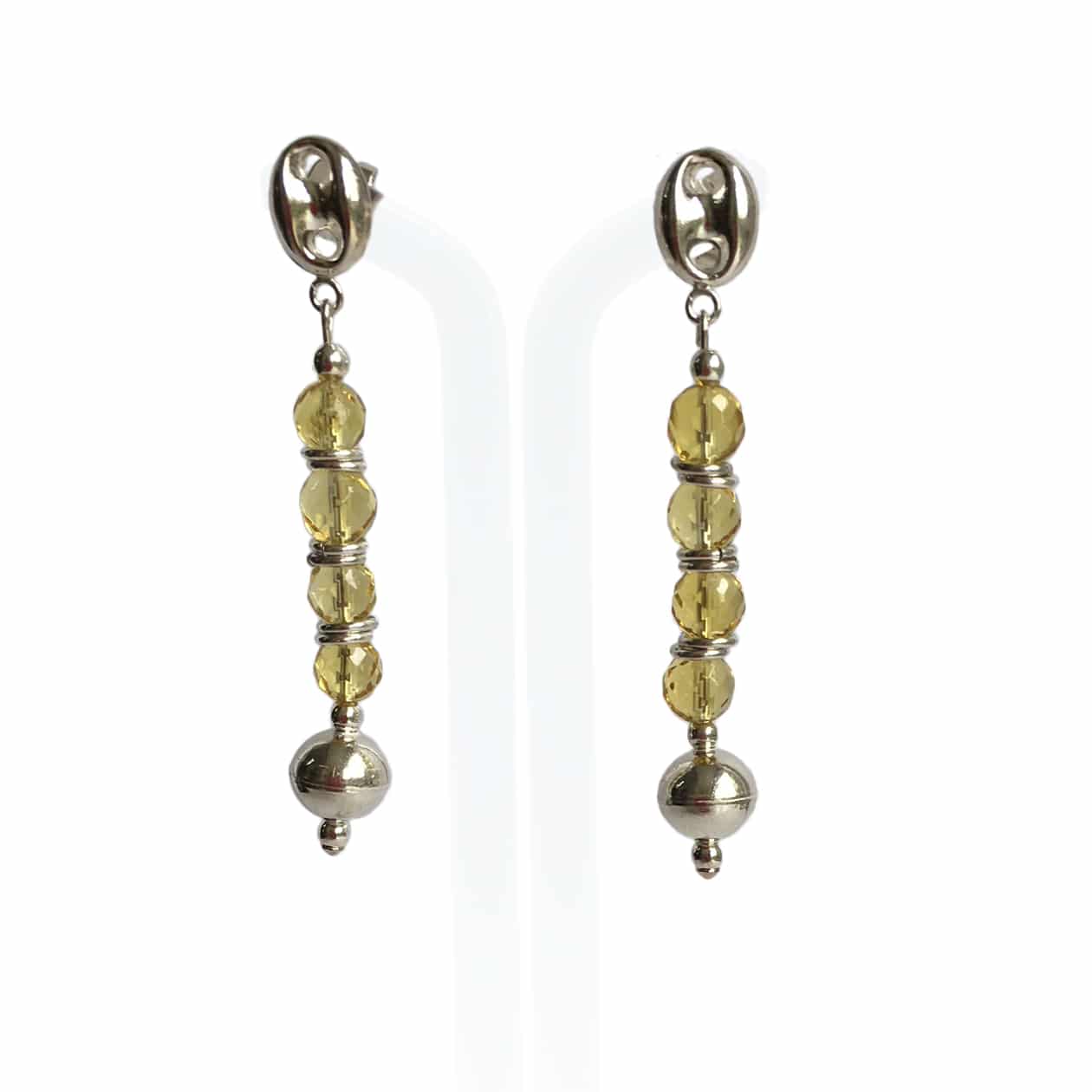 Earrings with citrine and 925 silver; handmade. Exclusive piece.